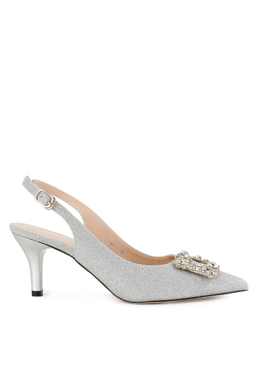 Marquise Pump Heels Silver